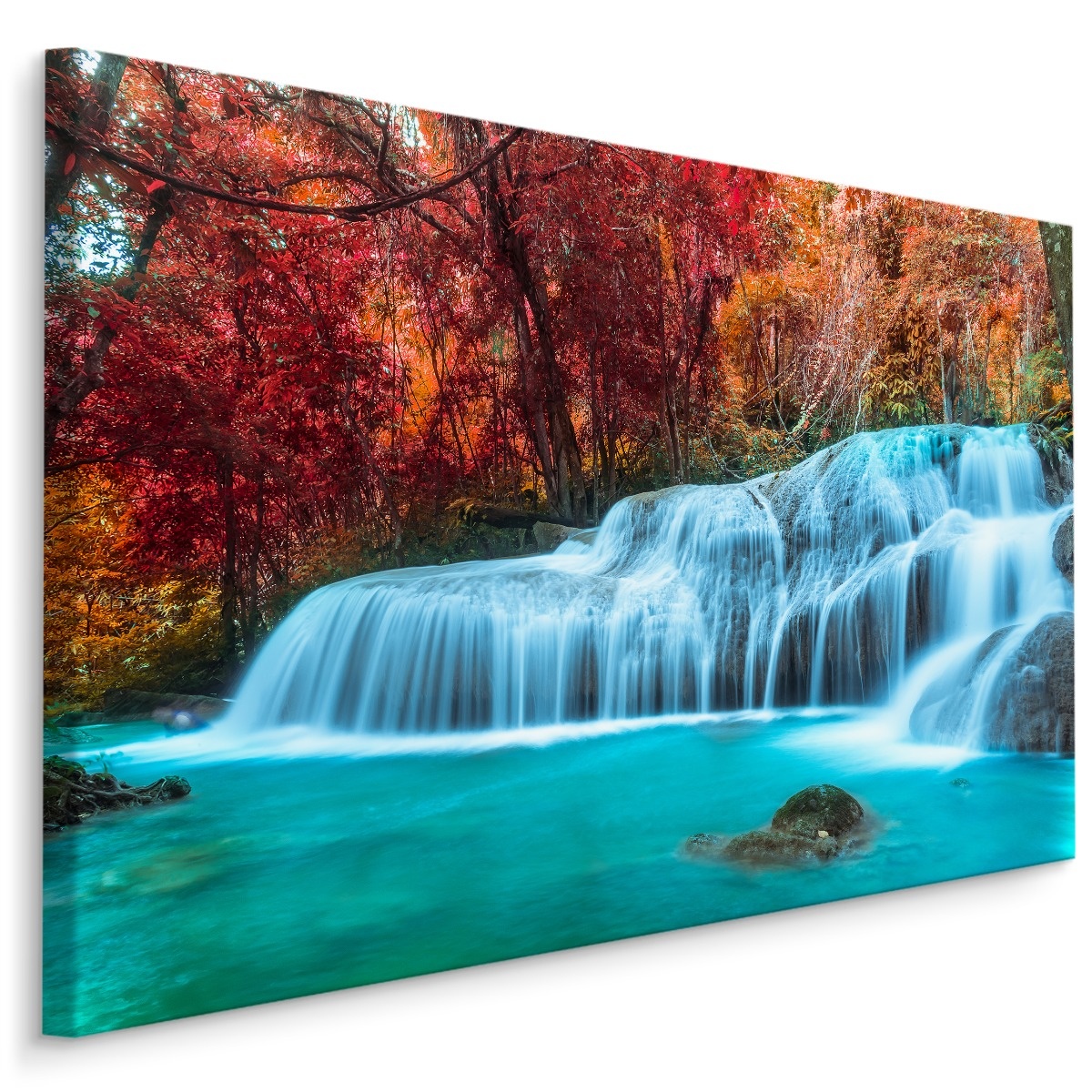 Schilderij - Herfst waterval in Thailand, premium print afbeelding