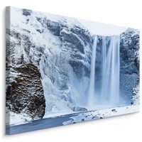 Schilderij - Waterval in de winter, premium print