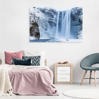 Schilderij - Waterval in de winter, premium print