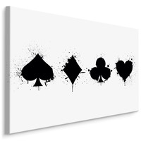 Schilderij - Speelkaart symbolen spetters, premium print