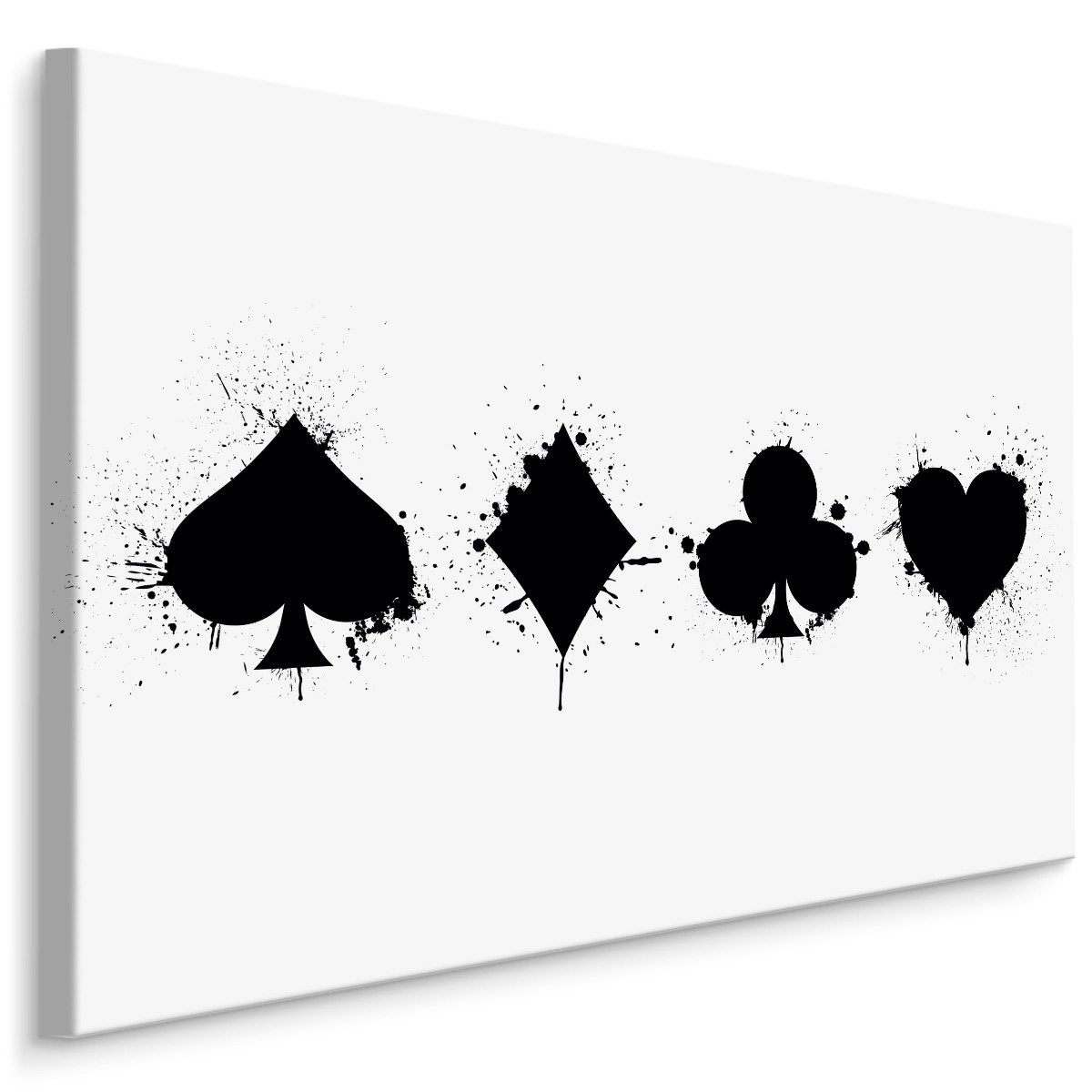 Schilderij - Speelkaart symbolen spetters, premium print afbeelding