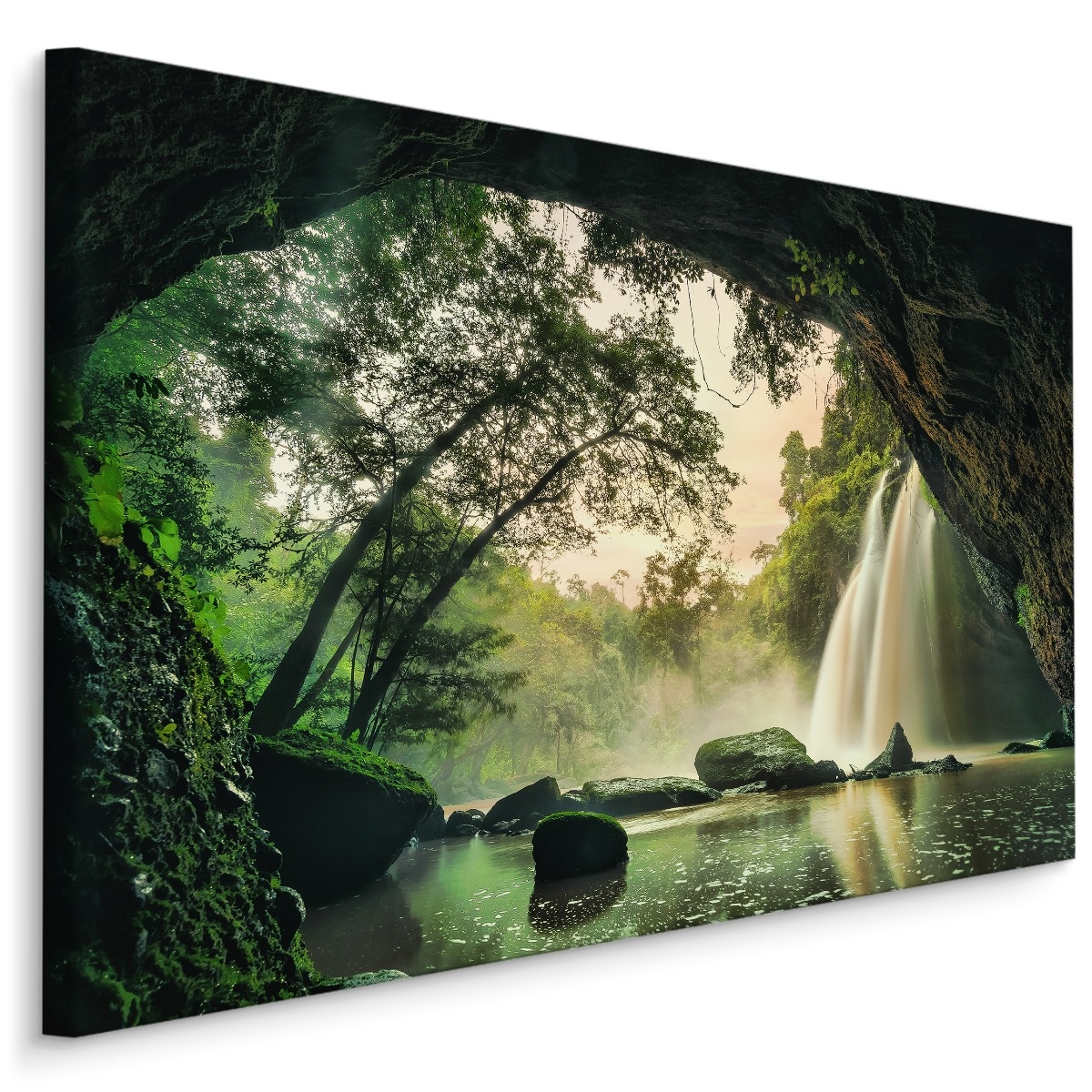 Schilderij - Waterval in Thailand, premium print afbeelding