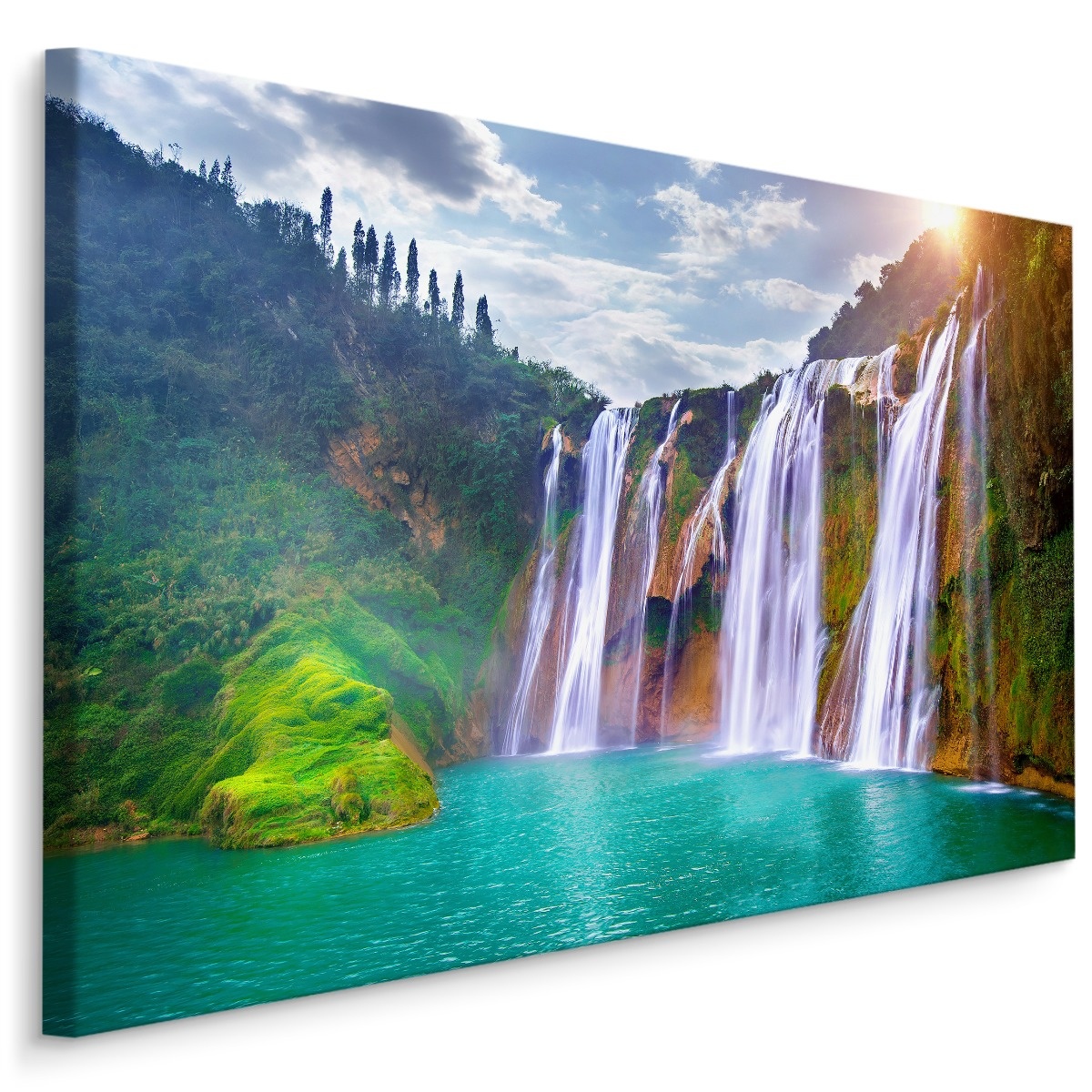 Schilderij - Waterval in China, premium print afbeelding