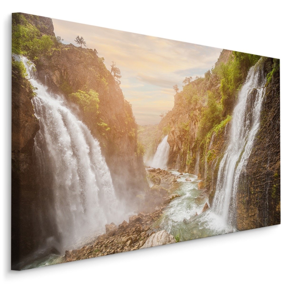 Schilderij - Prachtige waterval, premium print afbeelding