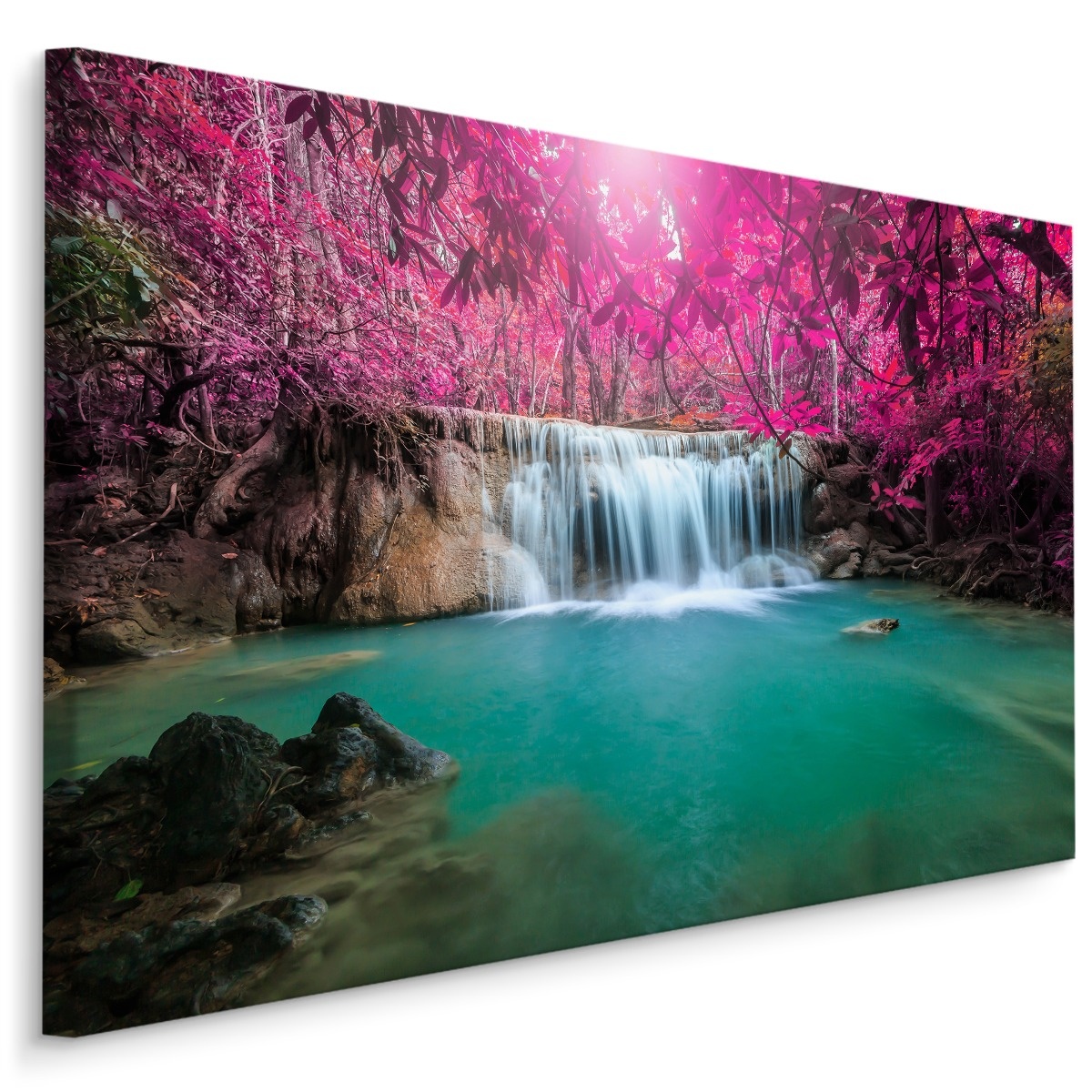Schilderij - Betoverende waterval, premium print afbeelding