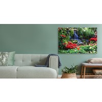 Schilderij - Waterval in tropische tuin, premium print