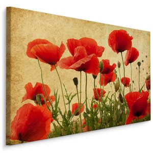 Schilderij - Vintage klaprozen veld, premium print Schilderij - Vintage klaprozen veld, premium print