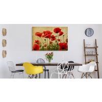 Schilderij - Vintage klaprozen veld, premium print Schilderij - Vintage klaprozen veld, premium print
