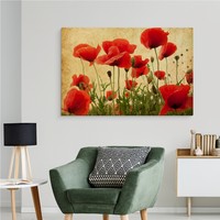Schilderij - Vintage klaprozen veld, premium print Schilderij - Vintage klaprozen veld, premium print