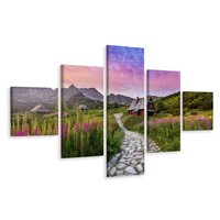 Schilderij - Huisje op de weide, 5luik, premium print Schilderij - Huisje op de weide, 5luik, premium print
