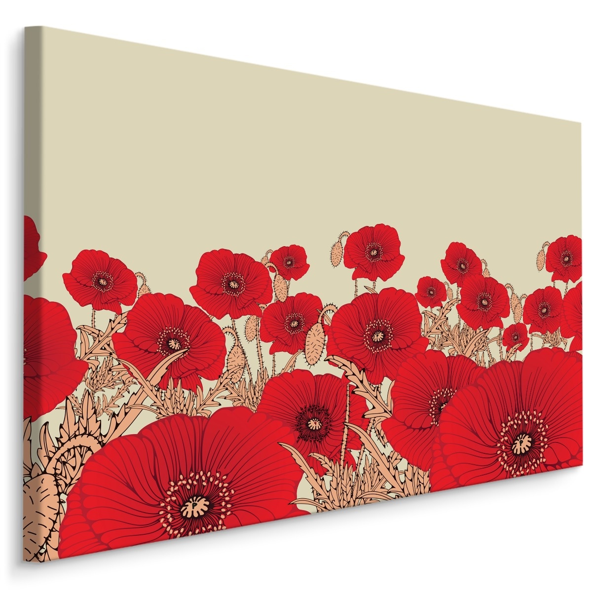 Schilderij - Rode klaprozen, premium print afbeelding