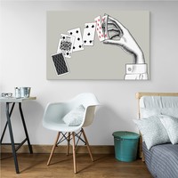 Schilderij - Hand met speelkaarten, premium print