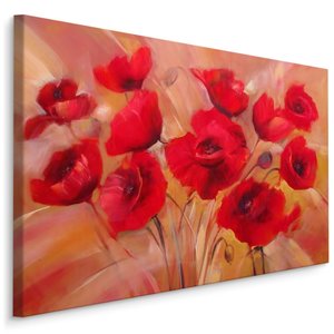 Schilderij - Geverfde klaprozen, (print op canvas), premium print Schilderij - Geverfde klaprozen, (print op canvas), premium print