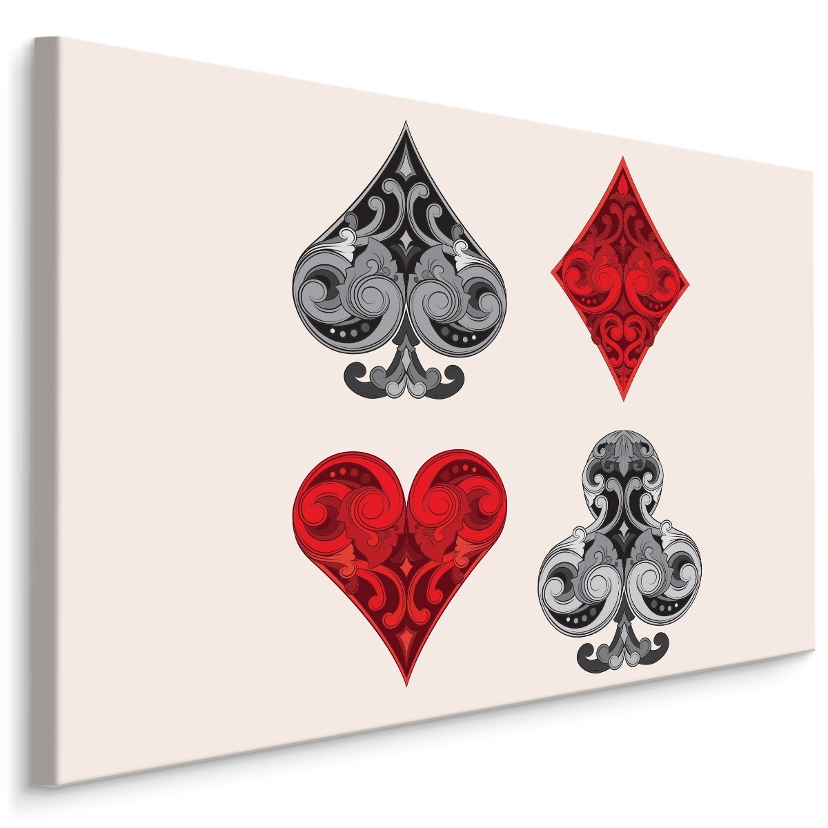 Schilderij - Speelkaart symbolen, premium print afbeelding