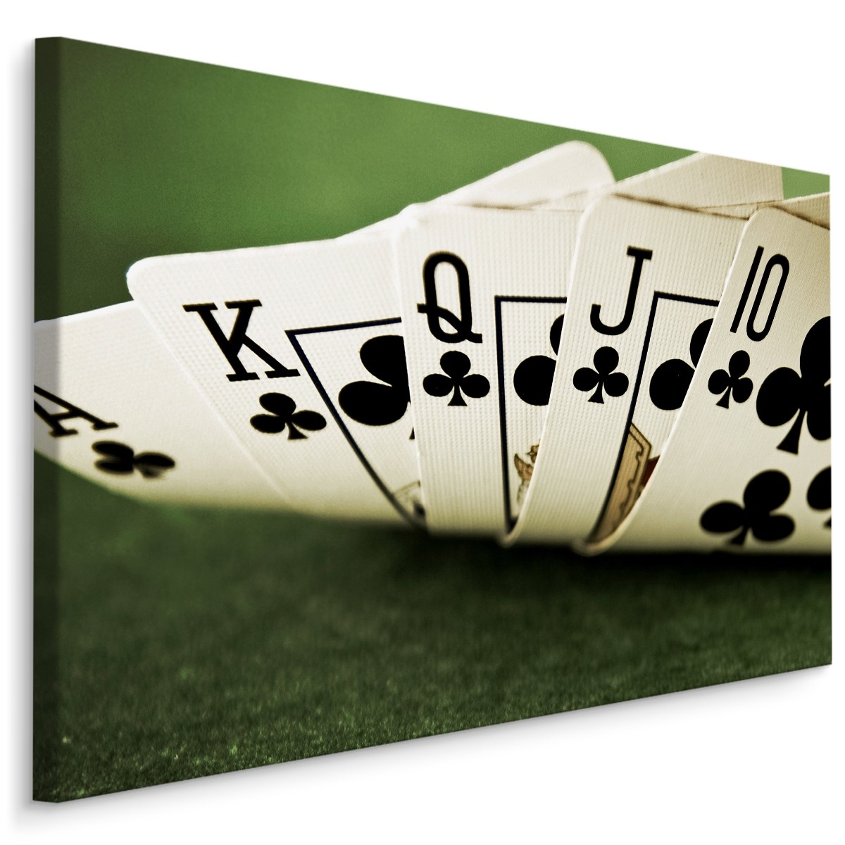 Schilderij - Speelkaarten, Royal Flush, Klaveren, Premium Print afbeelding