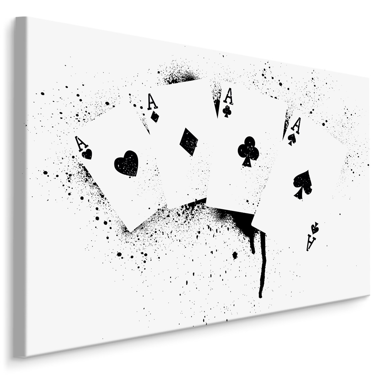 Schilderij - Azen in zwart/wit, Speelkaarten, Premium Print