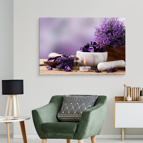 Schilderij - Lavendel en Zen, Inspiratie, Premium Print