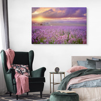 Schilderij - Prachtig veld met Lavendel, Paars, Premium Print