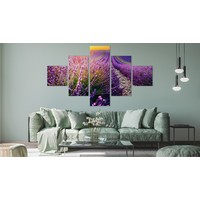 Schilderij - Lavendelveld, 5luik, premium print
