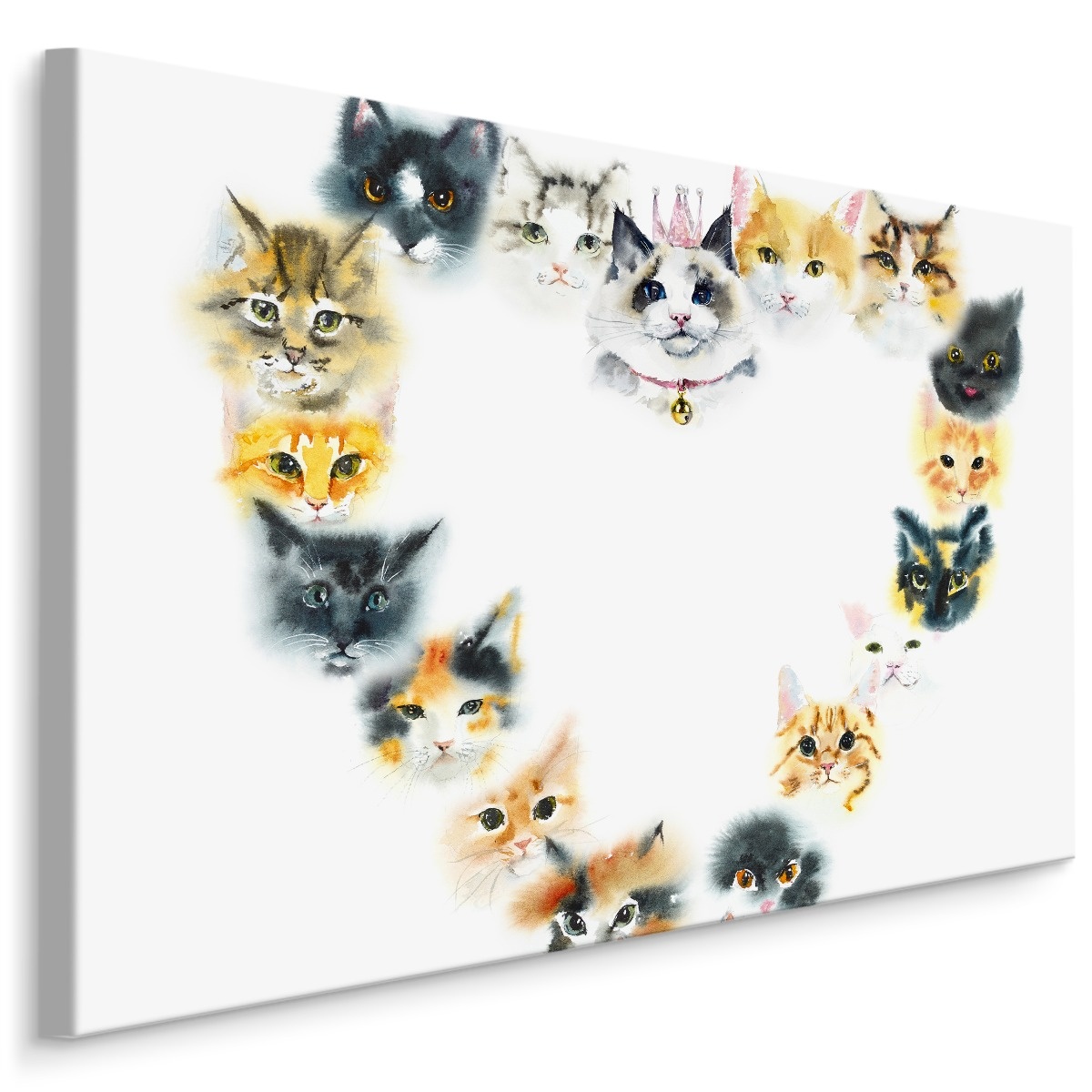 Schilderij - Een Hartje van Kittens, Liefde, Premium Print
