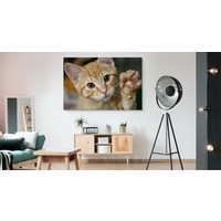 Schilderij - Schattige Zwaaiende Kitten, Premium print