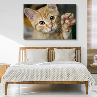 Schilderij - Schattige Zwaaiende Kitten, Premium print