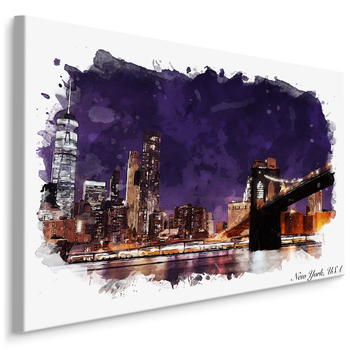 Schilderij - Brooklyn Bridge in kader, Premium Print op Canvas afbeelding