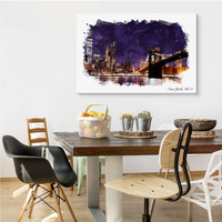 Schilderij - Brooklyn Bridge in kader, Premium Print op Canvas