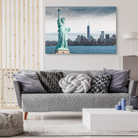 Schilderij - Vrijheidsbeeld, New York, USA, Premium Print