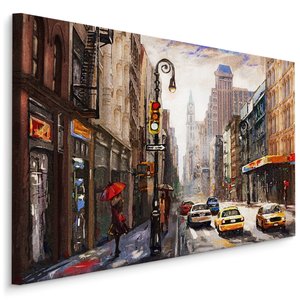 Schilderij - Straten van New York City, USA, Premium Print op Canvas