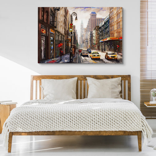 Schilderij - Straten van New York City, USA, Premium Print op Canvas