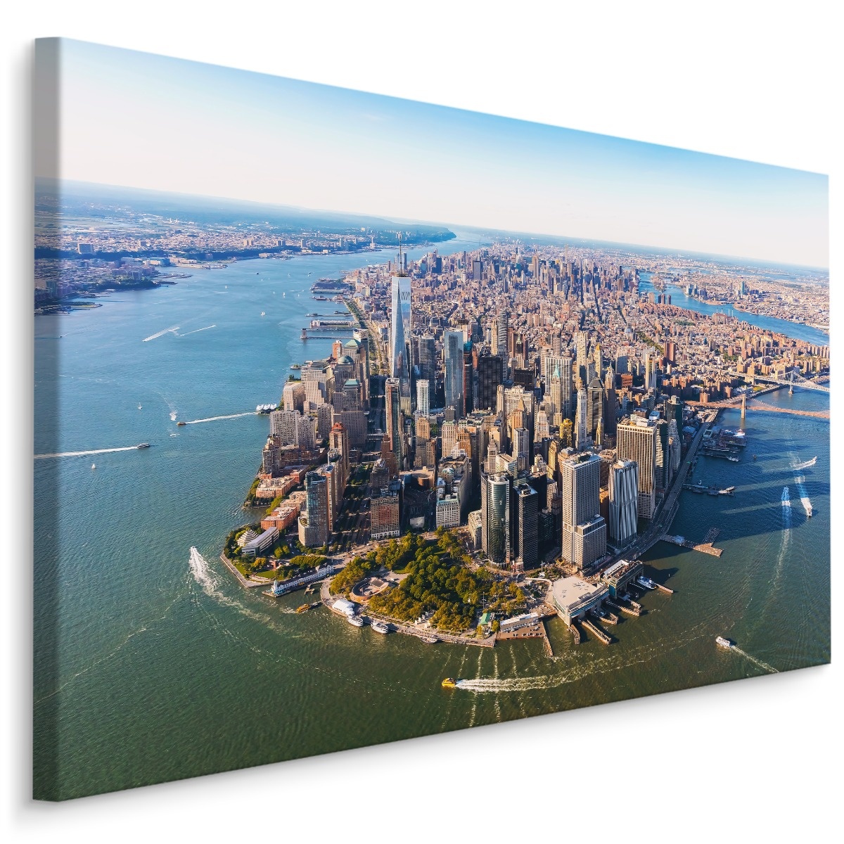 Schilderij - Zicht op New York van boven, Manhattan, Premium Print afbeelding