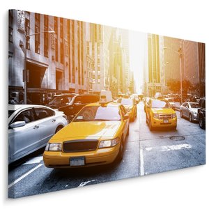 Schilderij - Gele Taxi's in de straten van New York, Premium Print