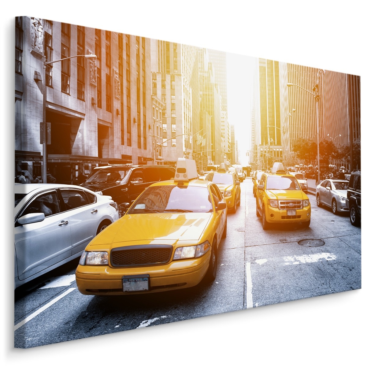 Schilderij - Gele Taxi&apos;s in de straten van New York, Premium Print afbeelding