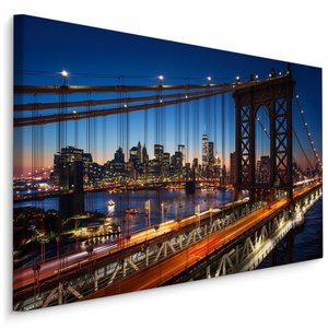 Schilderij - Prachtig zicht op de Manhattan Bridge, NYC, Premium Print