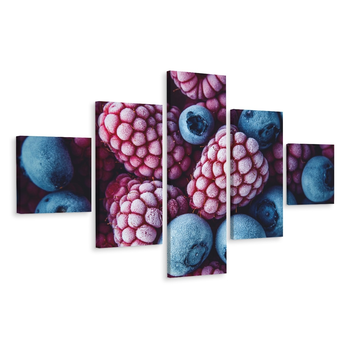 Schilderij - Bevroren bosbessen, 5luik, premium print afbeelding