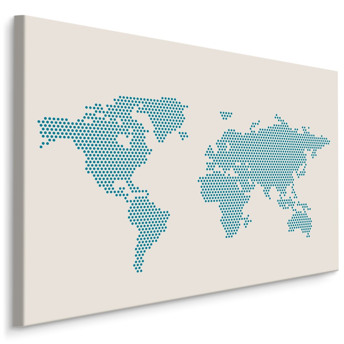 Schilderij - De Wereld in Pixels, Wereldkaart, Premium Print afbeelding