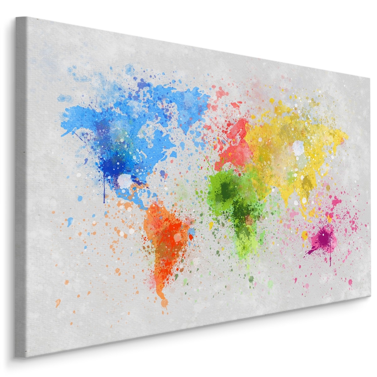 Schilderij - De wereld in Waterverf, Wereldkaart, premium Print