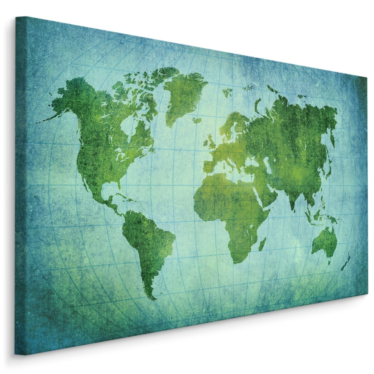 Schilderij - Wereldkaart, de Wereld in het Groen, Premium Print afbeelding