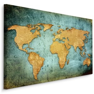 Schilderij - Wereldkaart in een modieuze editie, Premium Print