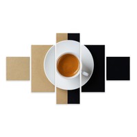 Schilderij - Kop koffie, 5luik, premium print