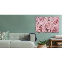 Schilderij - Roze Rozen, Vintage afbeelding, Premium Print op Canvas