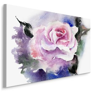 Schilderij - Geschilderde Roze Roos, Print op Premium Canvas