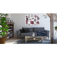 Schilderij - Symbolen van Londen met Bloemen, Premium Print