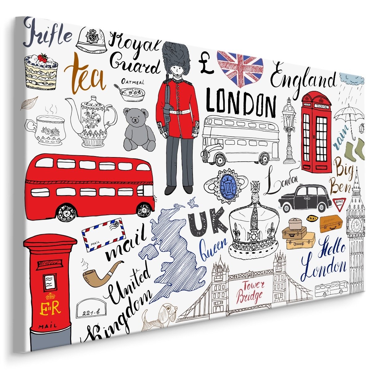 Kenmerkend Ingang Grote hoeveelheid Schilderij - Bekende Symbolen van Londen, Engeland, Premium Print -  Karo-art VOF