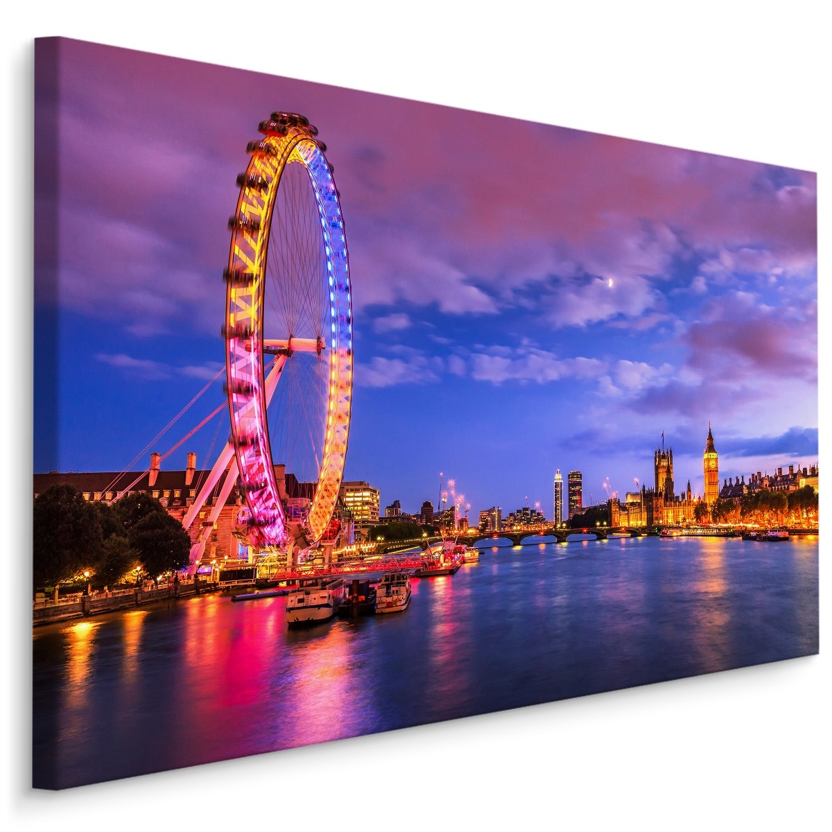 Schilderij - London Eye, 5 maten, premium Print afbeelding