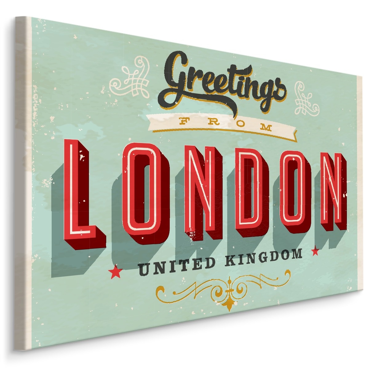 Schilderij - Groeten uit Londen, Greetings from London, Premium Print afbeelding