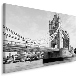 Schilderij - Tower bridge in zwart/wit, Londen, Premium Print