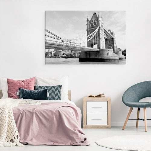 Schilderij - Tower bridge in zwart/wit, Londen, Premium Print