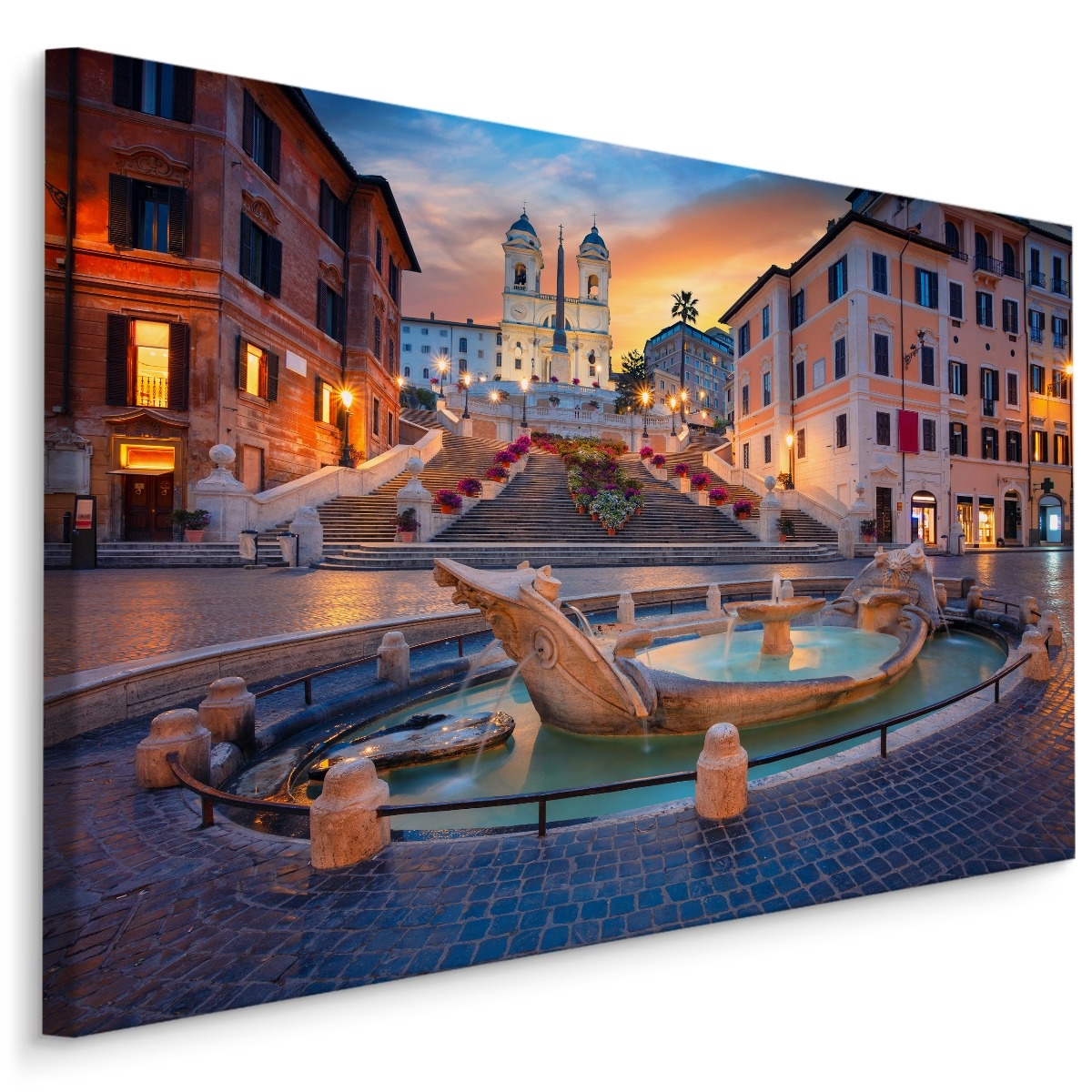Schilderij - De Spaanse Trappen, Rome Italië, Premium Print afbeelding